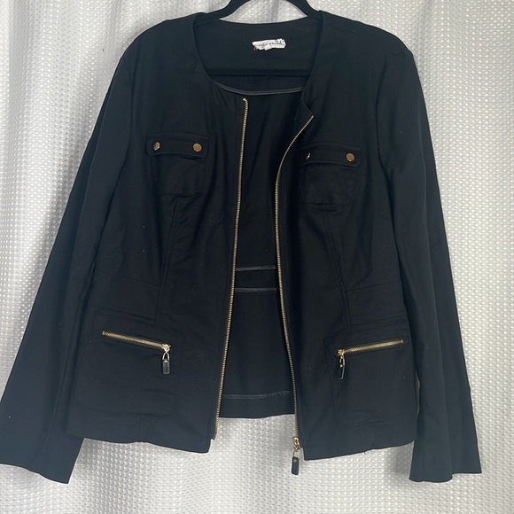 Good American Black Jacket Gold Hardware Zipper Pockets GA Size 0 = XS - Picture 6 of 9